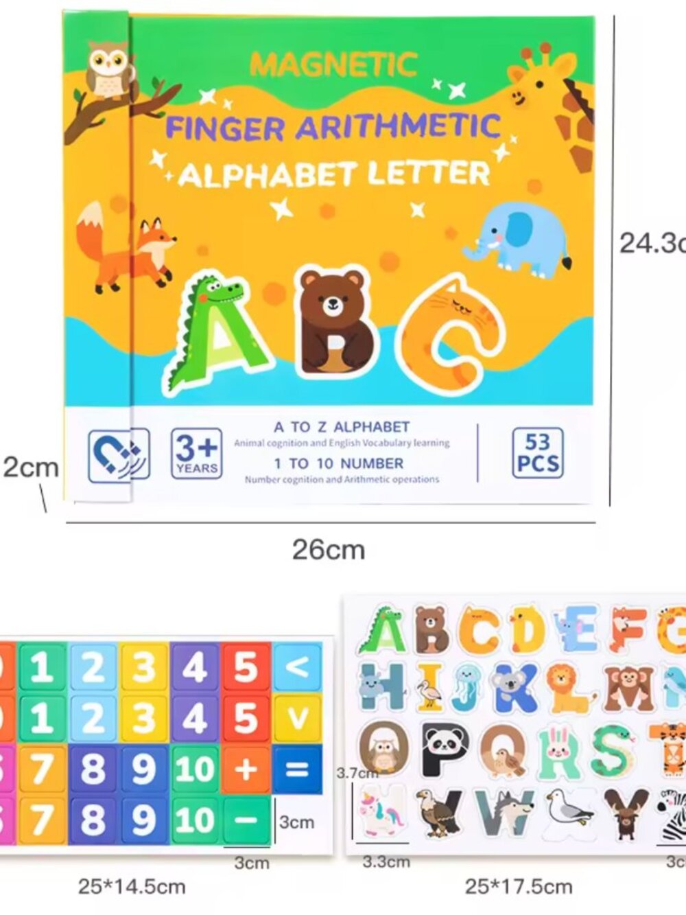 Magnetic Alphabet & Math Set, 53pc Montessori Learning Toy - Picture 9 of 16